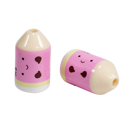 Painted Smiling Face Pencil Head Acrylic Beads 12x20mm Colorful 10pcs 7