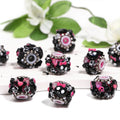 Halloween Skull Bow Acrylic Beads 26mm Pink Rhinestone 10pcs