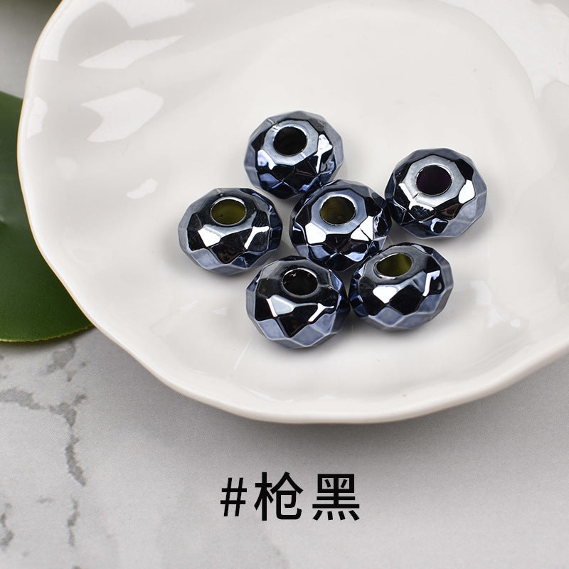 Acrylic Faceted Metallic Spacer Beads 15mm 50pcs 12