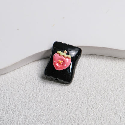 Fruit Snack Bag Acrylic Square Beads 23mm Glossy Detailed 10pcs 4