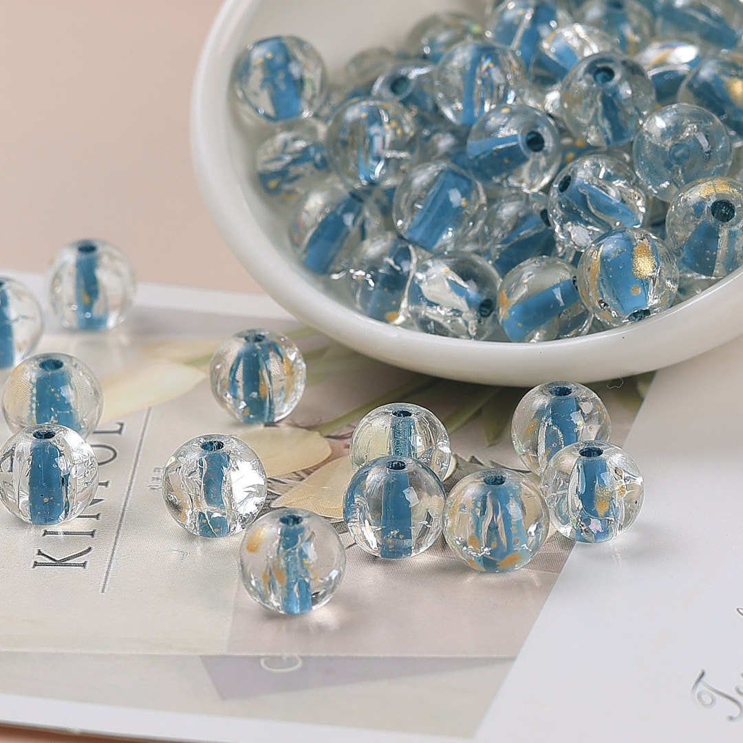 Clear Dyed Core Round Glass Beads 10mm Assorted Colors 40pcs 7