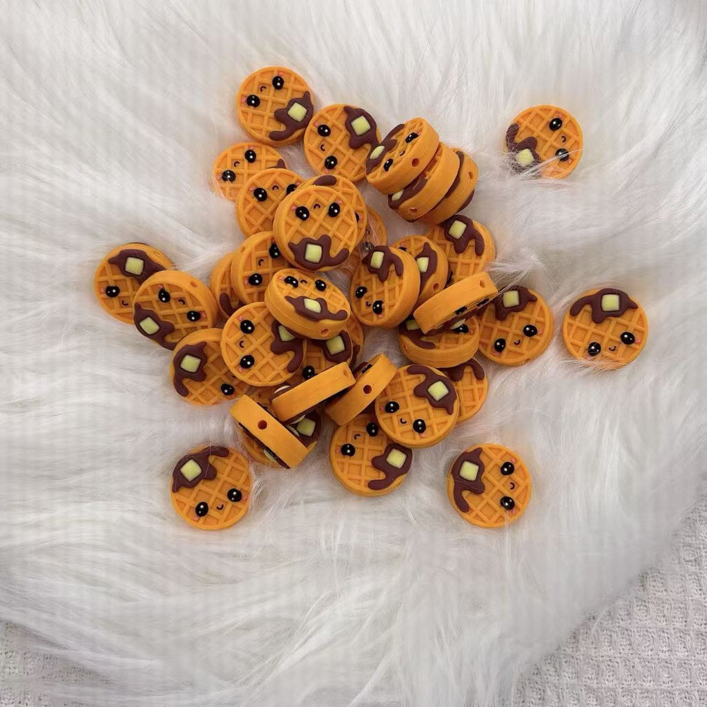 Silicone 3D Focal Beads Biscuit Smiling Faces Chocolate Drips 20pcs 2