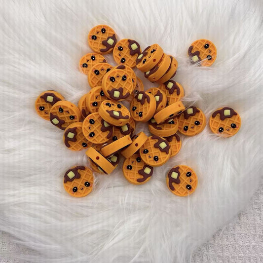 Silicone 3D Focal Beads Biscuit Smiling Faces Chocolate Drips 20pcs 2