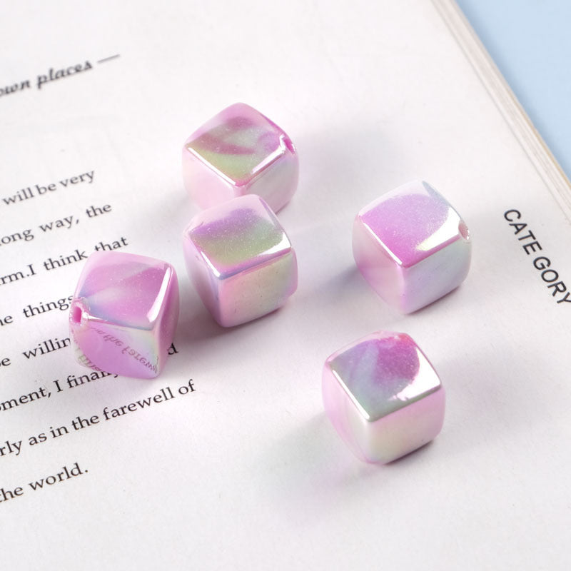 Plating Double Color Cloud Square Acrylic Beads 13.2mm 50pcs 6