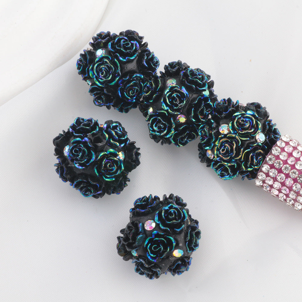 Flower Cluster Clay Beads 20mm Glitter Gothic Rose Bubblegum 10pcs 8