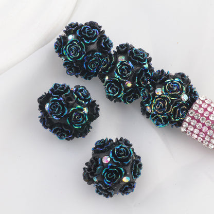 Flower Cluster Clay Beads 20mm Glitter Gothic Rose Bubblegum 10pcs 8