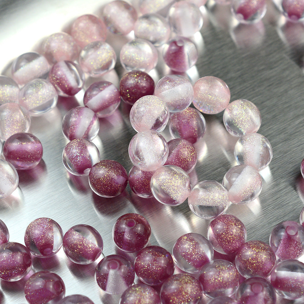Dyed Core Glitter Resin Round Beads 8-16mm Mixed Colors 10pcs