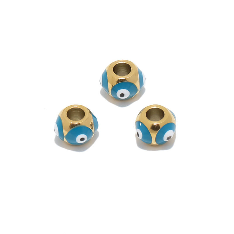 Stainless Steel Round Metal Beads 8mm Multicolor Evil Eye 10pcs 13
