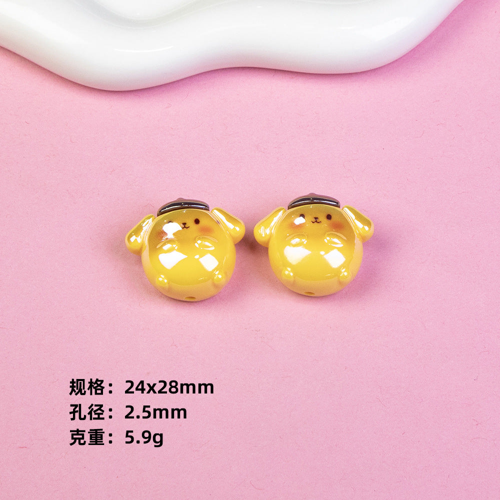 Chubby Sanrio Character Resin Beads Glossy Pastel Spheres 20pcs 12