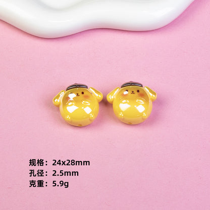 Chubby Sanrio Character Resin Beads Glossy Pastel Spheres 20pcs 12