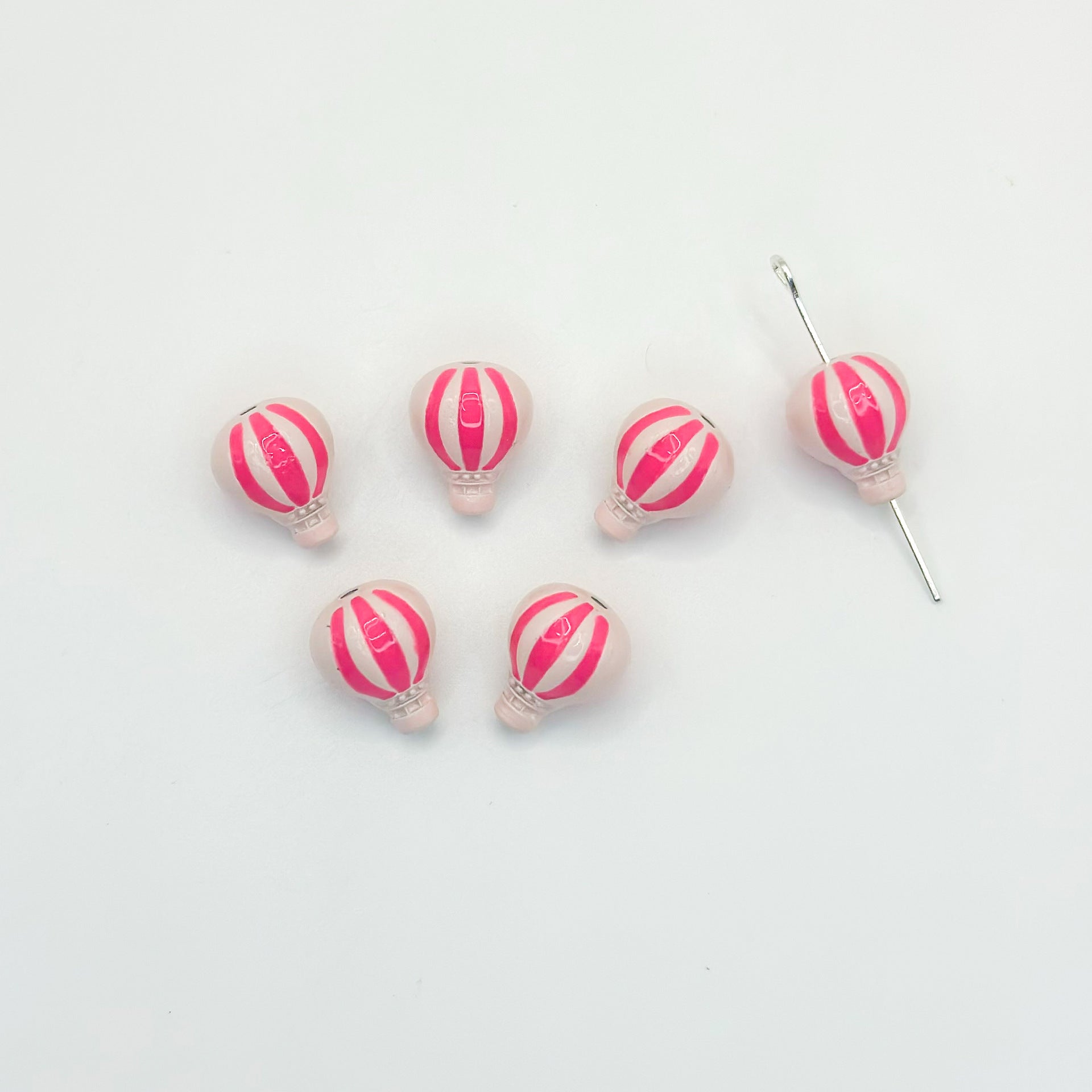Hot Air Balloon Metal Beads 12mm Painted Alloy 10pcs 6