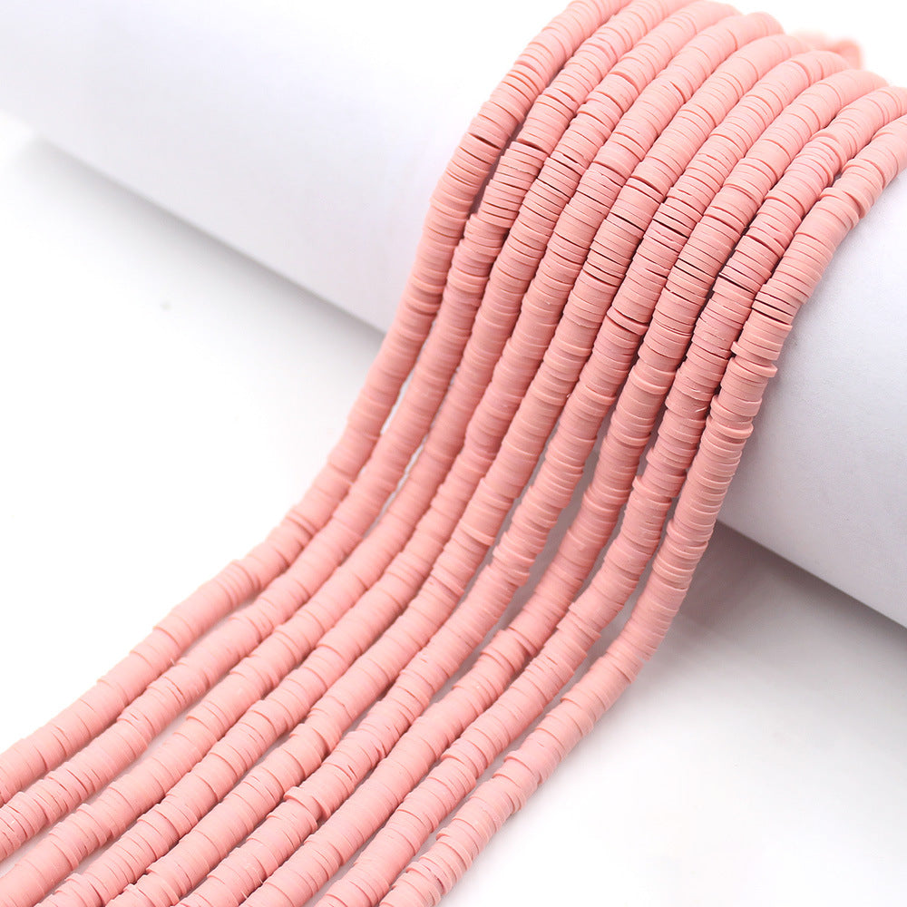 Flat Clay Beads 6mm Solid Color Polymer Spacer Discs 10strands 10