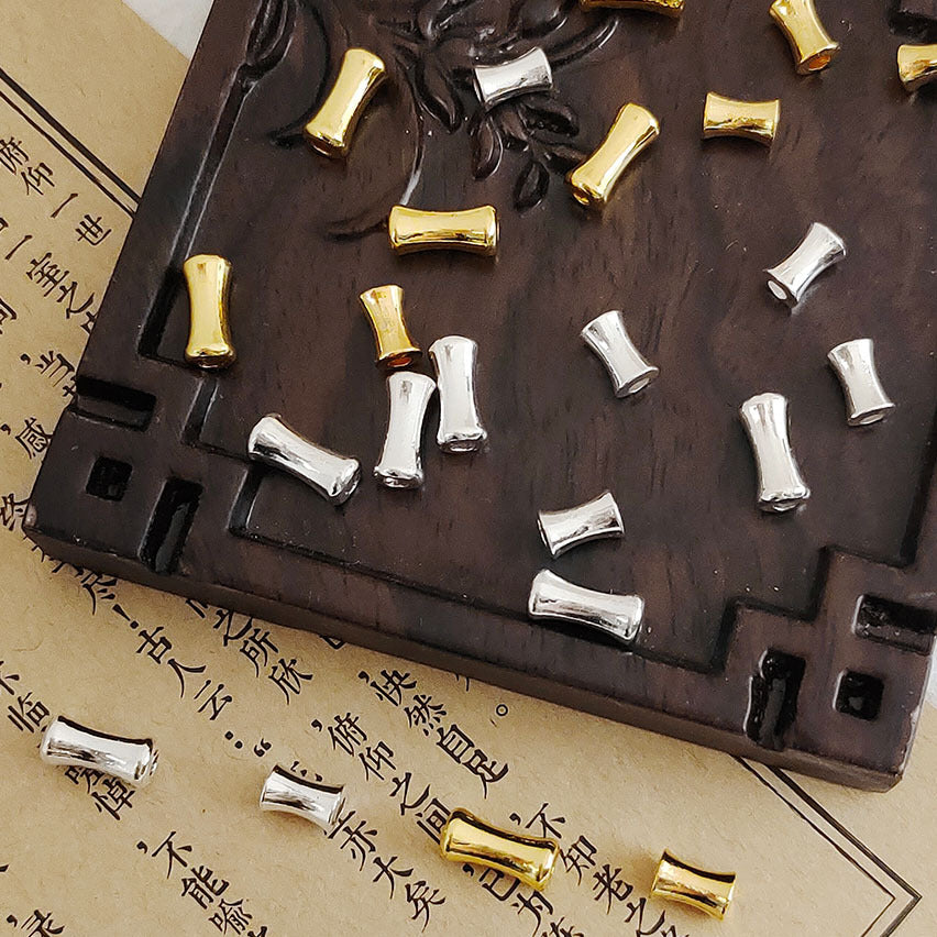 Tube Metal Beads 6mm 8mm Smooth Bamboo Joint Zinc Alloy 100pcs