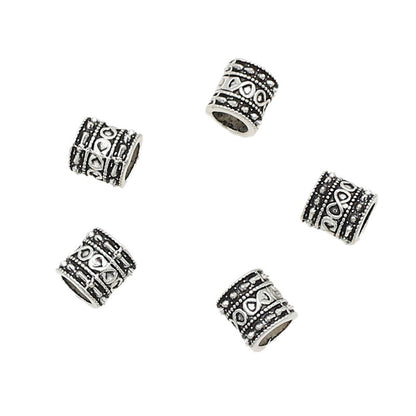 Tube Metal Beads 8mm Vintage Number 8 Patterned Antique Silver Tone 1pc 5