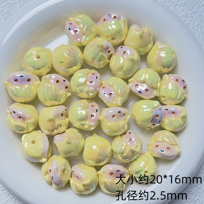 Glossy Iridescent 3D Pop Mart Resin Beads 17-23mm 5pcs 3