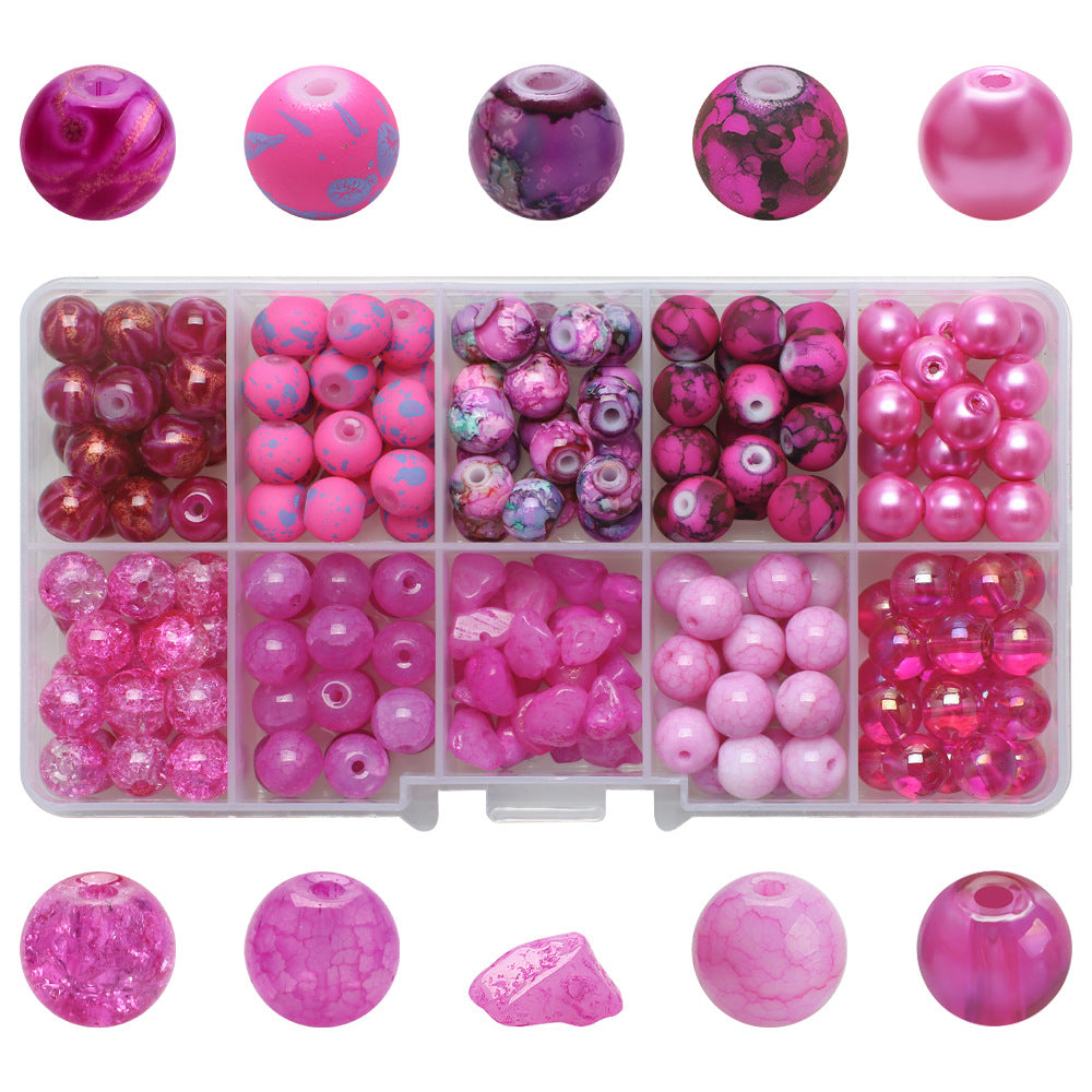 Crackle Round Glass Beads 8mm Pastel Colors Crackled Texture 200pcs 12
