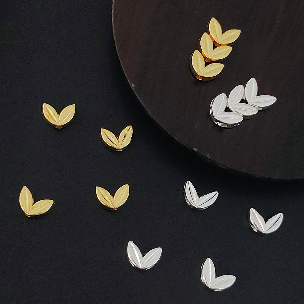 Alloy Wheat Ear Spacer Beads 7mm 100pcs Tibetan Silver and Gold Tone