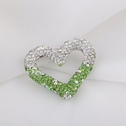Shimmer Hollow Heart Frame Polymer Clay Rhinestone Beads 32mm 6pcs 22