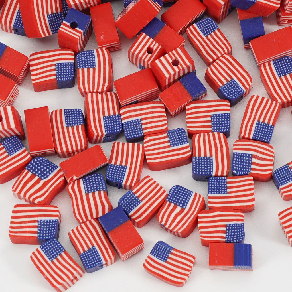 Geometric Clay Beads American Flag Colors Patriotic Design 200pcs 5