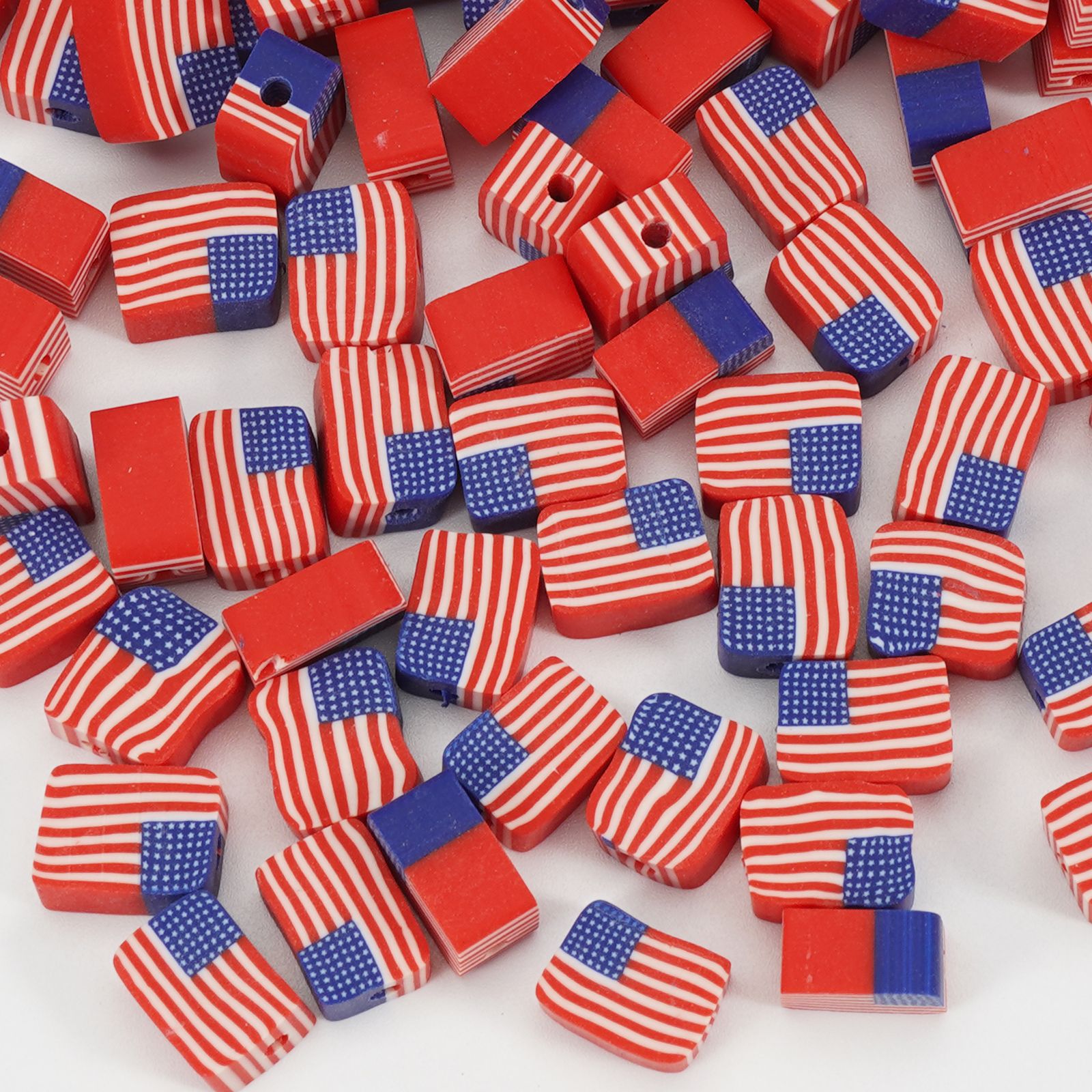 Geometric Clay Beads American Flag Colors Patriotic Design 200pcs 5