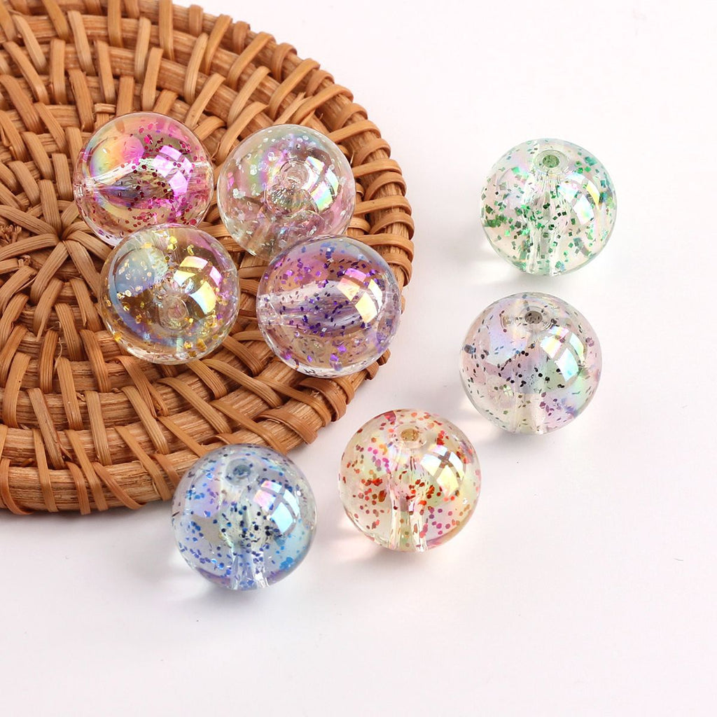 Plated Bubblegum Beads 18-20mm Transparent Mylar Flakes Filled 100g 3