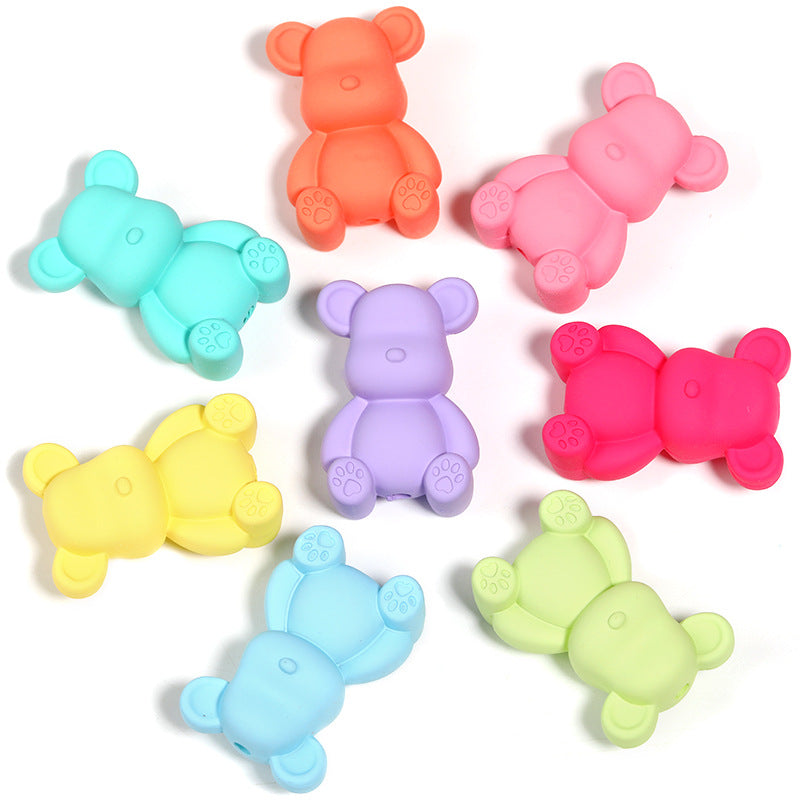UV Finish Bear Acrylic Beads 23x33mm Pastel Cartoon 30pcs