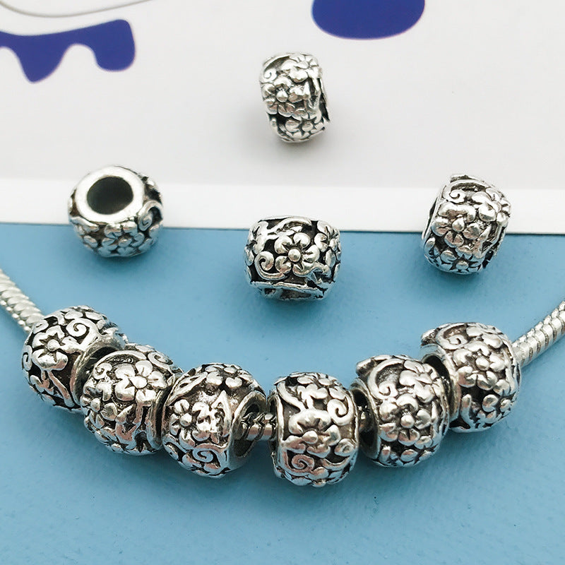 Christmas Series Large Hole Metal Beads Silver Tone Zinc Alloy 1pc 8