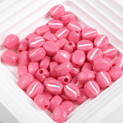 Macaron Colored Coffee Bean Acrylic Beads 9mm Glossy Finish 50pcs 10