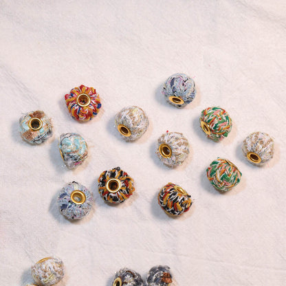 Fabric Thread Woven Spacer Beads 15mm Colorful 100pcs 5