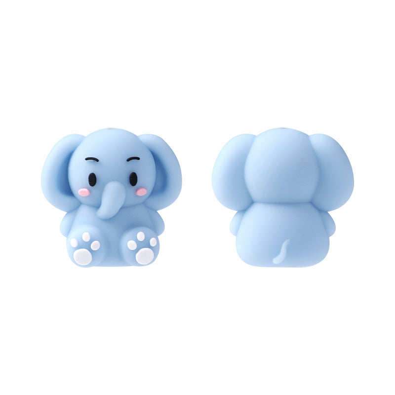 Silicone 3D Focal Beads Elephant Rounded Ears and Tail