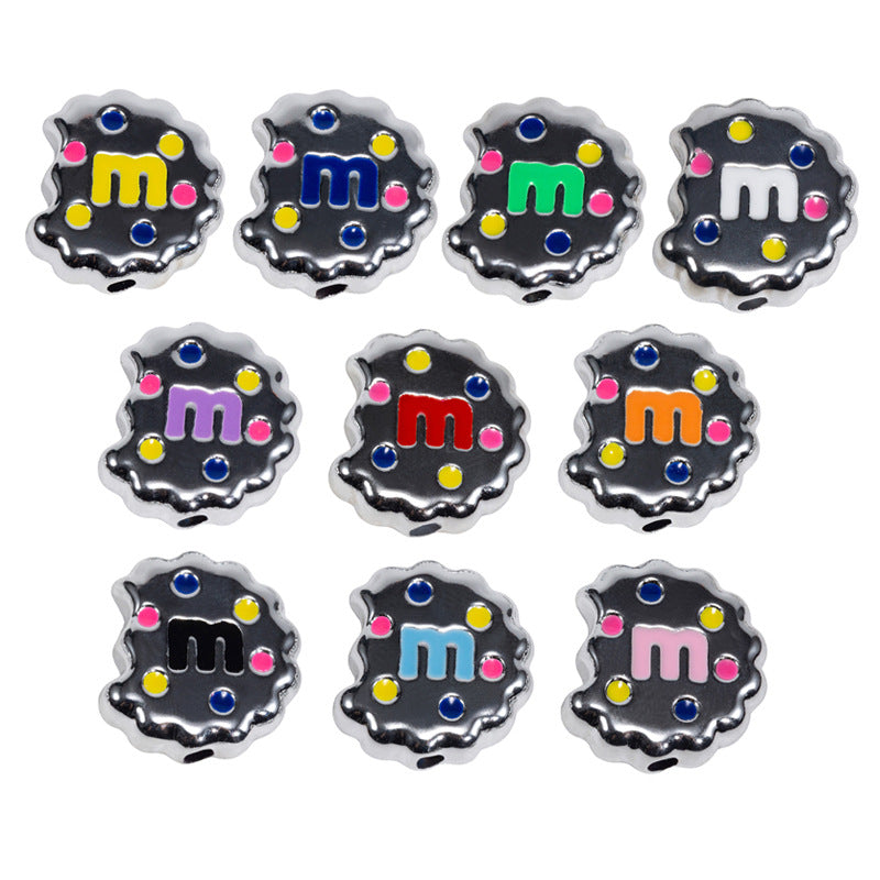 Hand Painted Bitten Cookie Acrylic Beads 22mm Enamel Glossy 10pcs 8