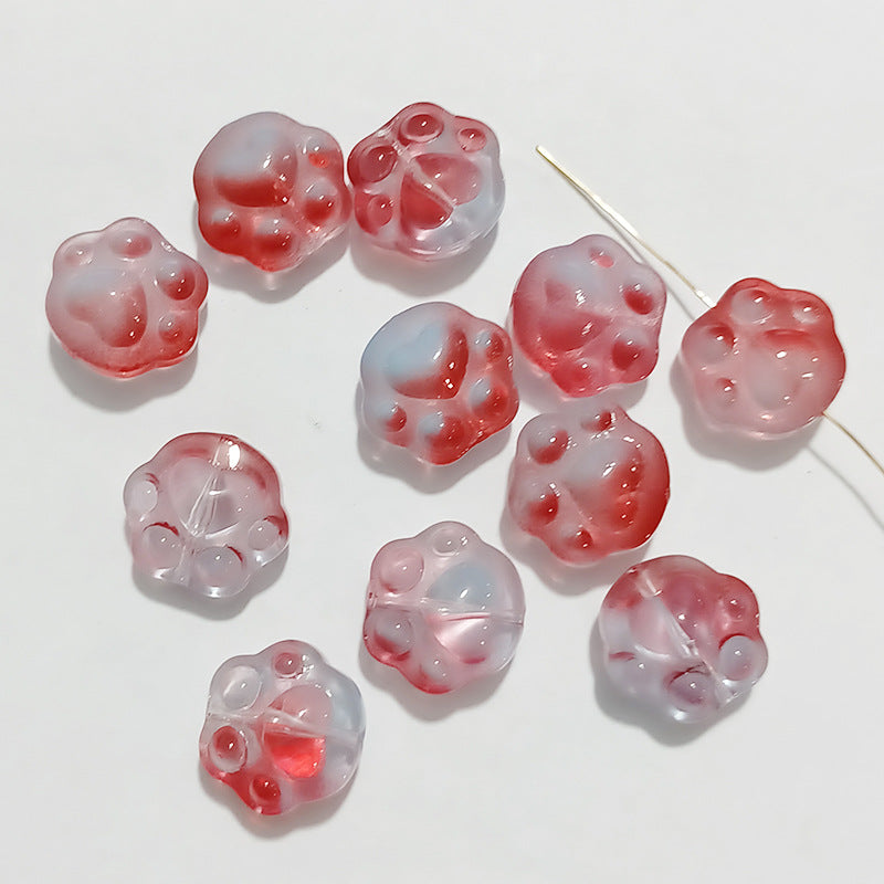 Vintage Cat Claw Glass Beads 15mm Glossy Translucent Colors 50pcs 12