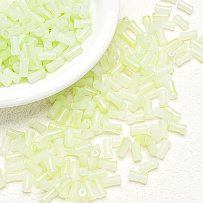Bamboo Frosted Glass Beads 6x12mm Pastel Matte Finish 50pcs 12