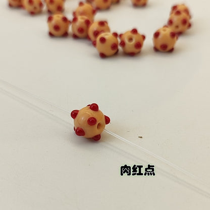 Lampwork Glass Beads Sea Urchin 11mm Handmade Polka Dotted 14pcs 26