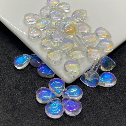 Czech Glass Beads Teardrop 12mm Transparent Iridescent 100pcs