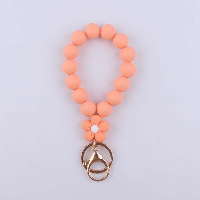 Flower Silicone Bead Wristlet Keychain Colorful Smooth Beads 8