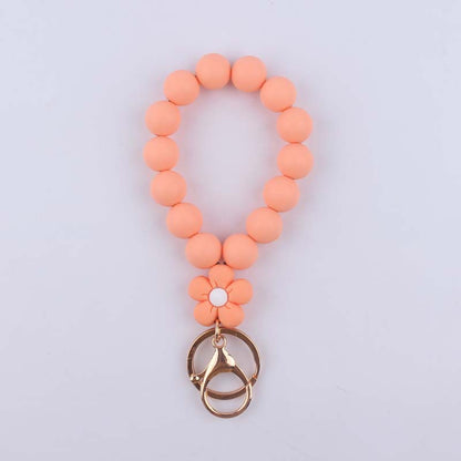 Flower Silicone Bead Wristlet Keychain Colorful Smooth Beads 8