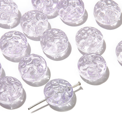 Transparent Floral Round Glass Beads 13mm Pastel Mixed 20pcs 10