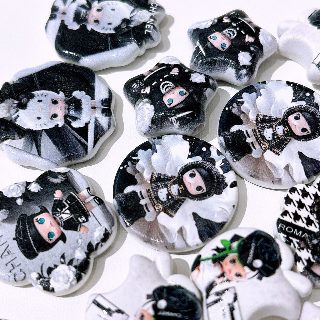 Mixed Shape Acrylic Beads Black Moly 50pcs 2
