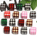 Vintage Rhombus Grid Acrylic Square Beads 14mm Glossy Retro 50pcs 4