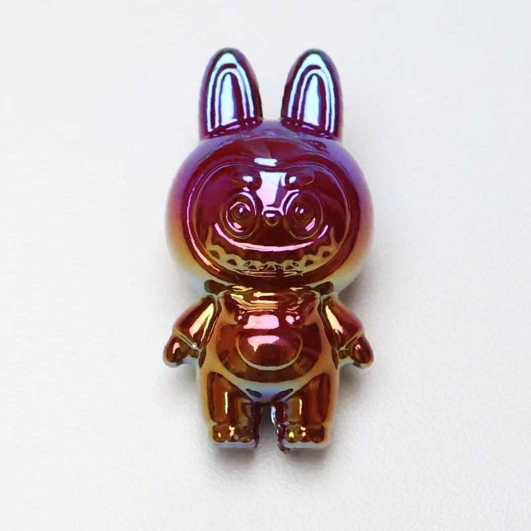 Plating 3D Labub Standing Pose Acrylic Beads 34mm Glossy Mixed 20pcs 12