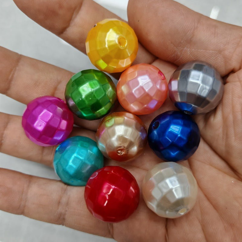 Faceted Bubblegum Beads 20mm Imitation Pearl Disco Ball 60pcs