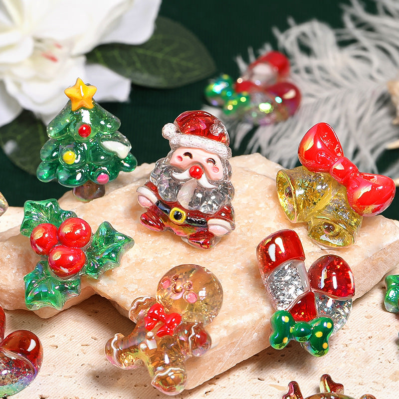 Glitter Powder Resin Beads Christmas Series Festive Holiday 25pcs