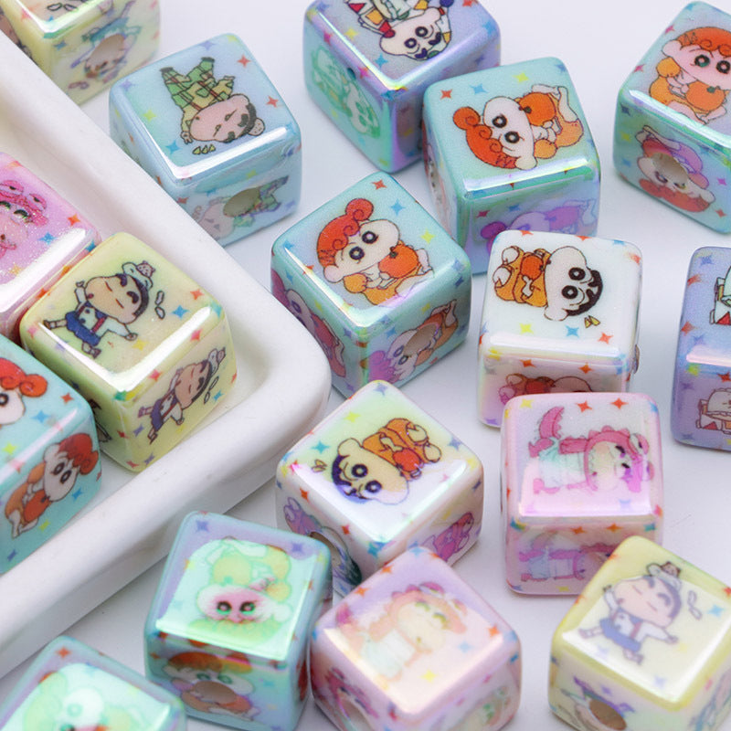 Plating Square Acrylic Beads 16mm Cheeky Crayon Shinchan Mixed 40pcs 3
