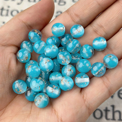 Semi-Transparent Gold Foil Resin Beads 10mm Sparkle Mixed Colors 100pcs 15