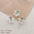 Hand Painted Gingerbread Man Glass Beads 13x15mm Enamel Christmas 1pc 3