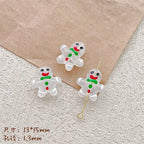 Hand Painted Gingerbread Man Glass Beads 13x15mm Enamel Christmas 1pc 3