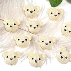Biscuit Bear Resin Beads 24mm Textured Knitted Cream 25pcs 4