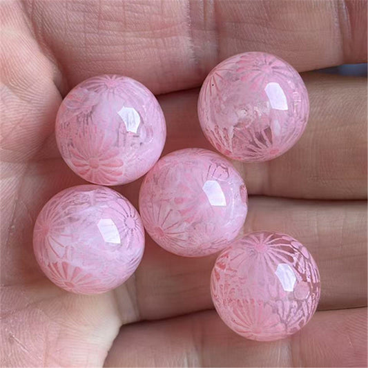 Clear Round Acrylic Beads 16mm Fireworks Pattern 100pcs 2