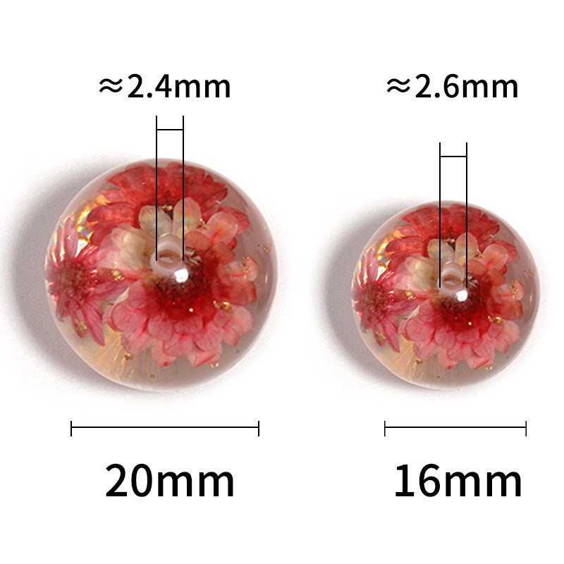 Natural Dried Flower Glitter Powder Resin Beads 16/20mm Mixed Colors 25pcs 3
